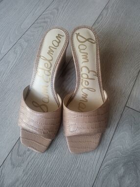 Sam Edelman Blush Croc-Embossed Slide Mules